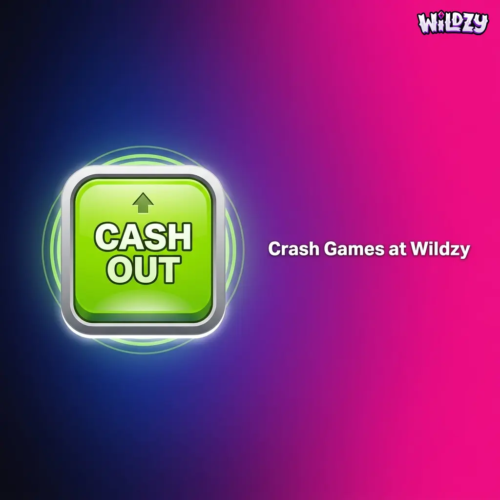 Crash games lobby at Wildzy casino showing rising multiplier and cash out button for fast online betting rounds