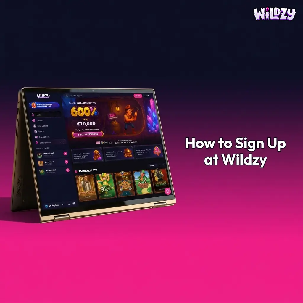 Step-by-step Wildzy casino sign-up process showing registration form, email verification, and KYC requirements
