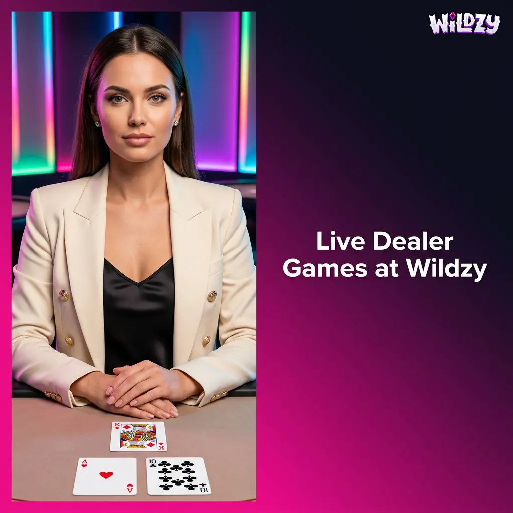 Live dealer games at Wildzy Casino with real human dealers streaming in HD from Evolution and Pragmatic Play studios